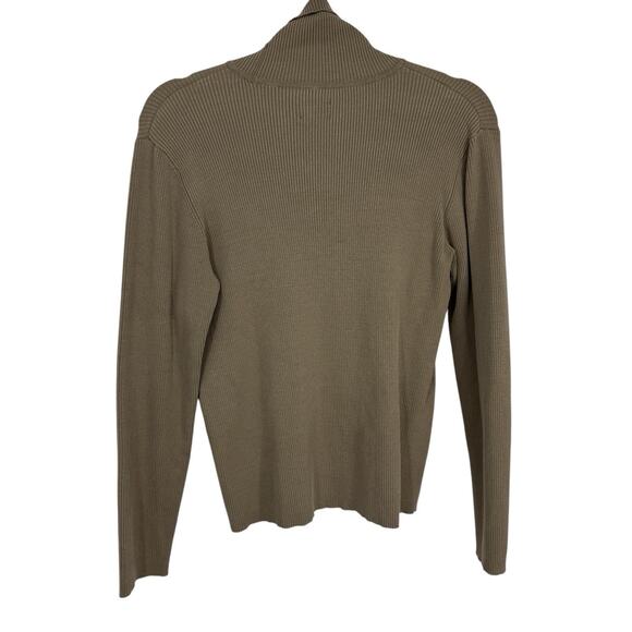 Chicos 1 Ribbed Knit Silk Blend Turtleneck Size Medium Gray Long Sleeve Pullover - Picture 2 of 7